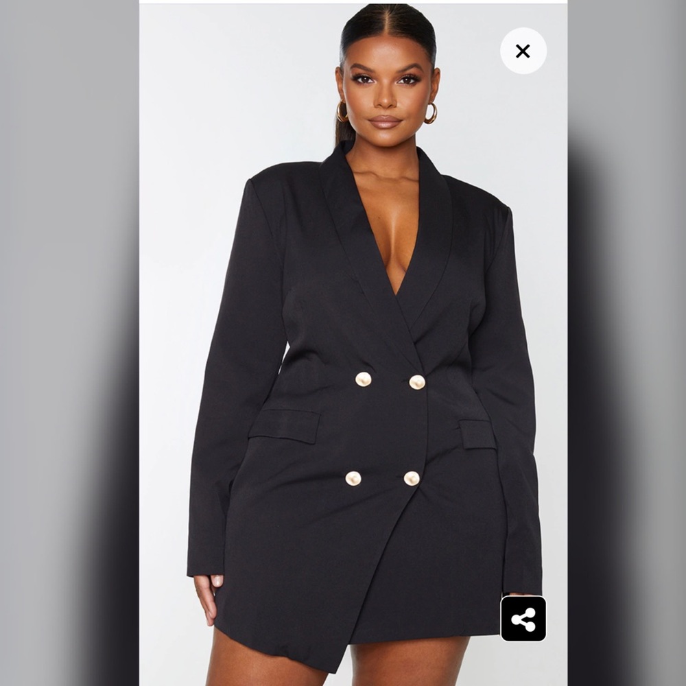 Pretty Little Thing Black Blazer Dress Plus 20w